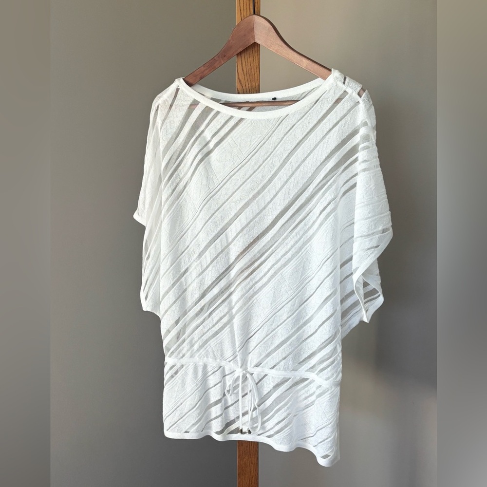 WHBM Striped Sheer Top with Kimono Sleeves